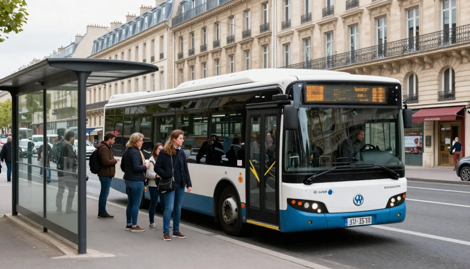 People waiting for the Bus at Paris