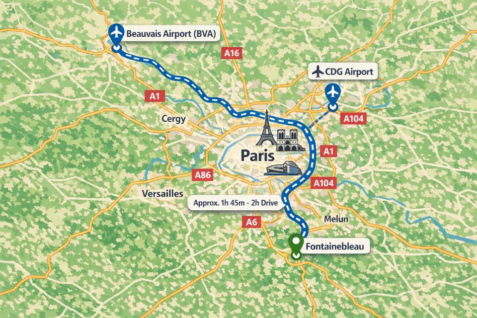 Beauvais From Fontainebleau Map